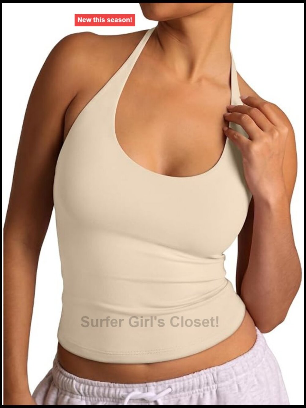 Womens Halter Backless Scoop Neck Tank Top Sleeveless Summer Basic